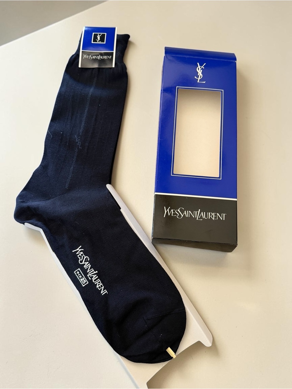 Yves Saint Laurent YSL Navy Dress Socks 42-43 NIB Luxury Designer